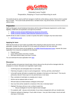 Extended Leave Toolkit Preparation, Keeping in Touch and