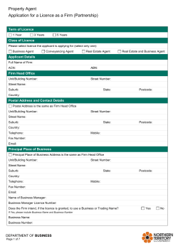 Application for a firm - Northern Territory Government