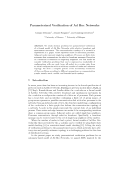 Parameterized Verification of Ad Hoc Networks