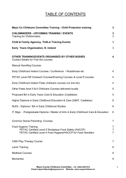 Training and Events Calendar - Mayo County Childcare Committee