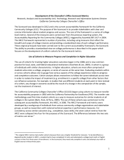 Development of Scorecard Metrics - California Community Colleges