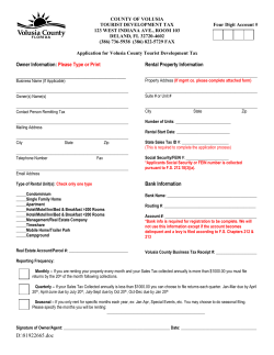 COUNTY OF VOLUSIA TOURIST DEVELOPMENT TAX Four Digit