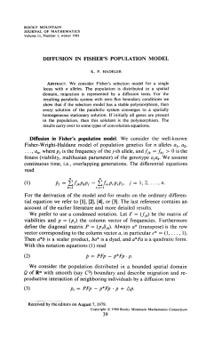 DIFFUSION IN FISHER`S POPULATION MODEL