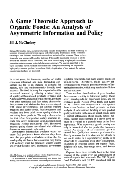 A Game Theoretic Approach to Organic Foods