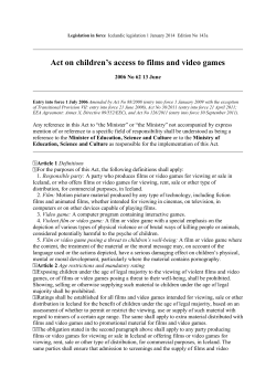 Act on children`s access to films and video games No. 62/2006