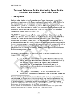 Terms of Reference for the Monitoring Agent for the Sudan Multi