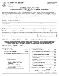Non-resident Student License - New Hampshire Fish and Game