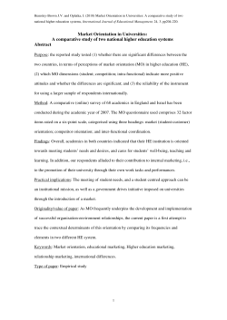 Market Orientation in Universities: A comparative study of two