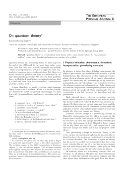 On quantum theory - European Physical Journal
