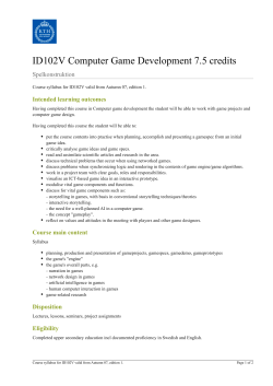 KTH | ID102V Computer Game Development 7.5 credits