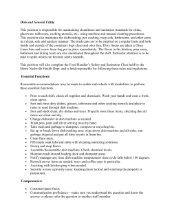 Dish and General Utility This position is
