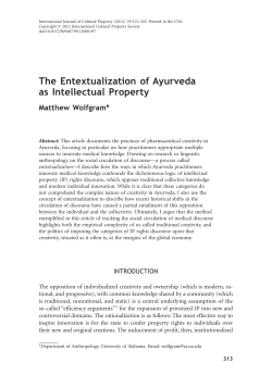 The Entextualization of Ayurveda as Intellectual