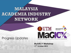 MyAIN 1 st Workshop 17 th October 2015
