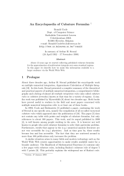 An Encyclopaedia of Cubature Formulas 1 1 Prologue