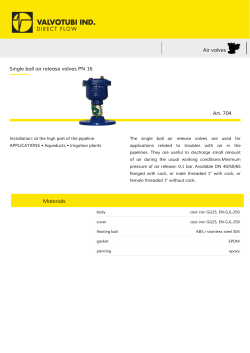 Air valves Single ball air release valves PN 16 Materials