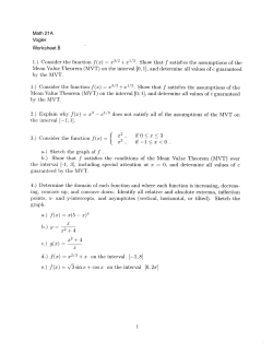 1.) Consider the function f (x) = x 3Mean Value Theorem (MVT) on