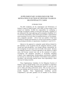Supplementary Guidelines for the Mitigation Function of Defense