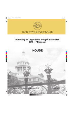 Summary of Legislative Budget Estimates 2016