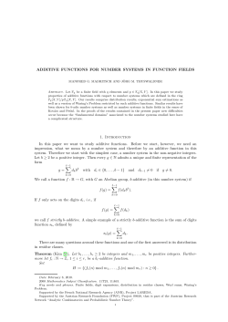 Additive functions for number systems in Function Fields