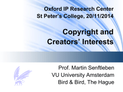 Oxford IP Research Center St Peter`s College, 20/11/2014 - VU-dare