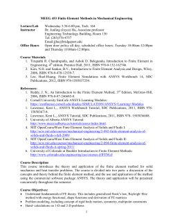 1 MEEG 453 Finite Element Methods in Mechanical Engineering