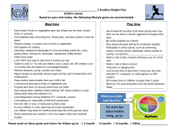 Play time Healthy Weight Plan (Child`s name) Based on your visit