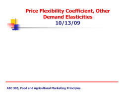 Price Flexibility Coefficient, Other Demand Elasticities 10/13/09