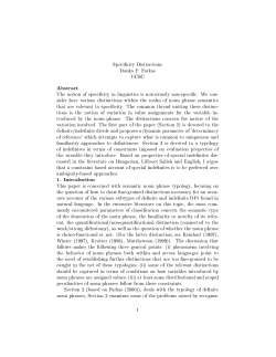 Specificity Distinctions Donka F. Farkas UCSC Abstract The notion