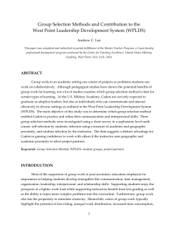 Group Selection Methods and Contribution to the West Point