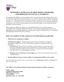 Sponsor`s Affidavit of Free Room and Board and Proof of Financial