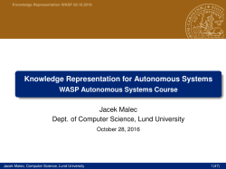 Knowledge Representation for Autonomous Systems