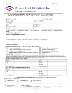 Supplier Re-evaluations - Crosslink International Inc