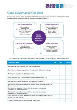 Good Governance Checklist