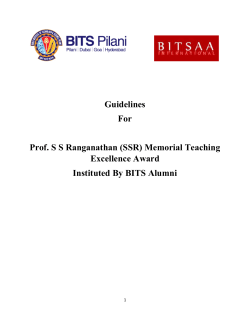 Guidelines For Prof. SS Ranganathan (SSR) Memorial