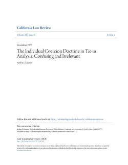 The Individual Coercion Doctrine in Tie-in Analysis