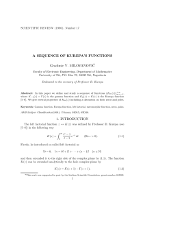 A SEQUENCE OF KUREPA`S FUNCTIONS Gradimir V