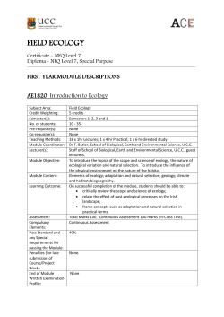 Field Ecology Module Descriptions 2015