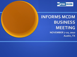 INFORMS MCDM BUSINESS MEETING