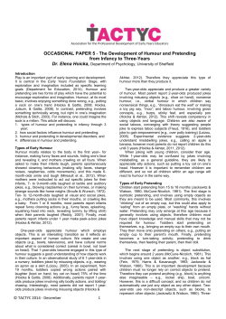 The Development of Humour and Pretending from Infancy