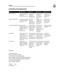 Tourism Project Rubric