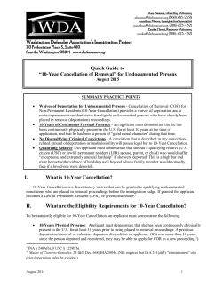 10-Year Cancellation of Removal - Washington Defender Association