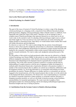 Critical Psychology in a Danish Context (n1)