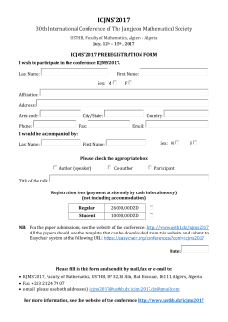 ICJMS`2017 30th International Conference of The Jangjeon