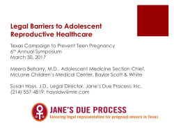 Legal Barriers to Adolescent Reproductive Healthcare