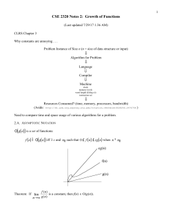 CSE 2320 Notes 2: Growth of Functions