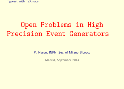 Open Problems in High Precision Event Generators