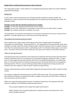 Rough Guide to writing learning outcomes at Aston University This