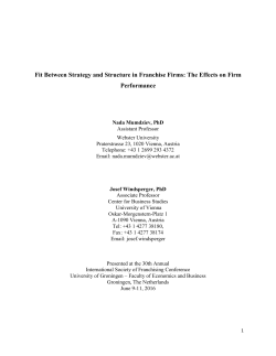 Fit Between Strategy and Structure in Franchise Firms: The Effects
