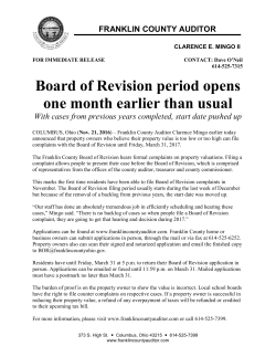 Board of Revision period opens one month earlier than usual