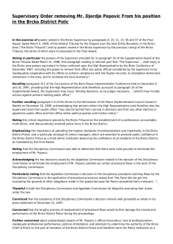 Supervisory Order removing Mr. Djordje Popovic From his position